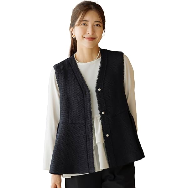 Amazon | [ソーノ] チュニックジレ NAVY ポタリーチュニックジレ